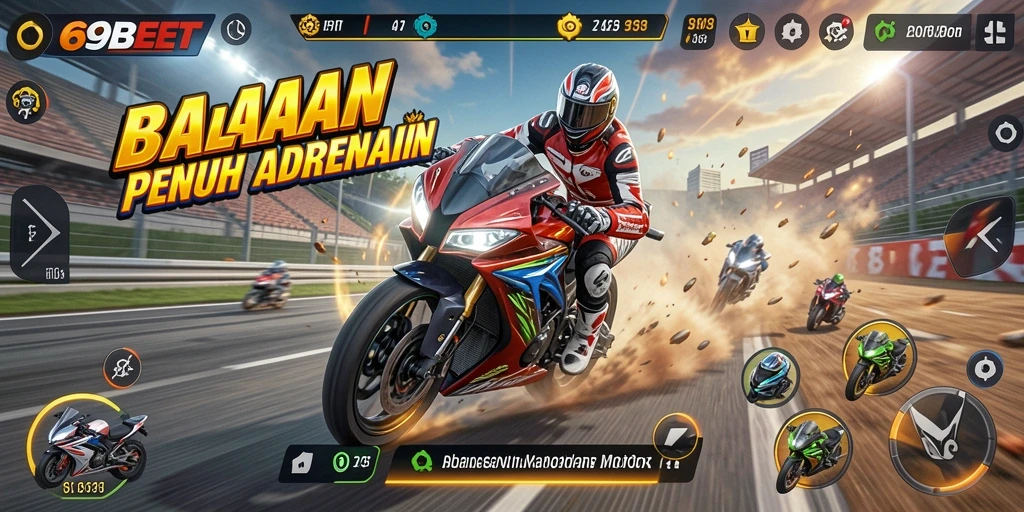 Tampilan gameplay balapan motor yang mengesankan di 69BET.