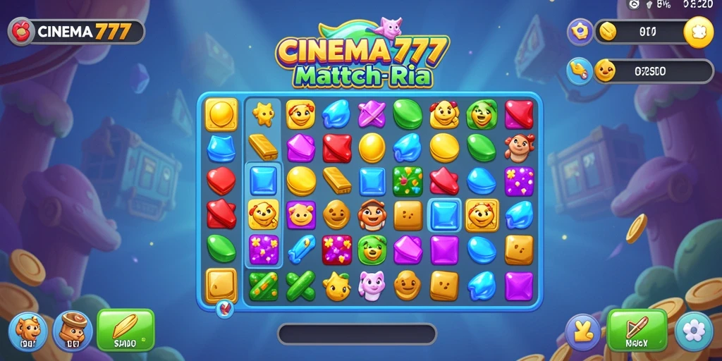 Tangkapan layar utama CINEMA777 yang menampilkan gameplay Match-3 yang seru.