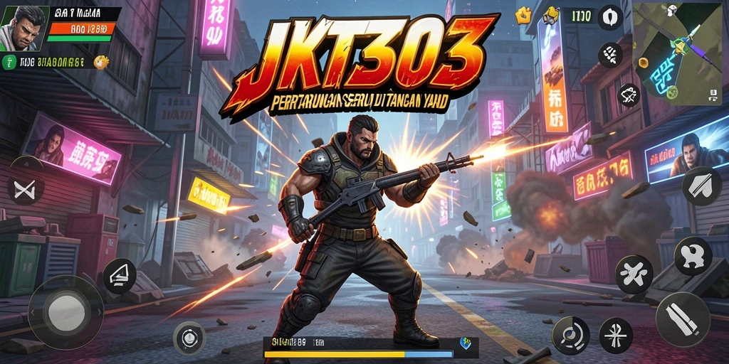 Tangkapan layar dari gameplay intens JKT303 di arena pertarungan.