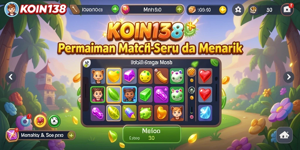 Tampilan gameplay Match-3 yang seru dan penuh warna.