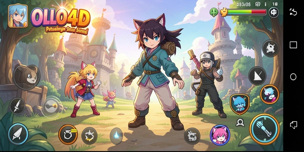 Tampilan gameplay seru dari OLLO4D dengan karakter Anime yang menarik.
