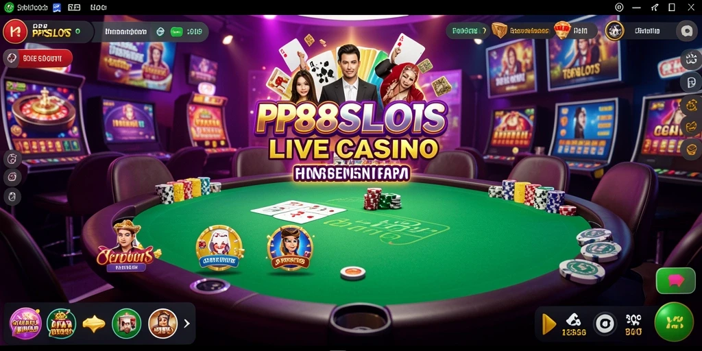 Screenshot gameplay Live Casino dengan suasana kasino yang nyata.