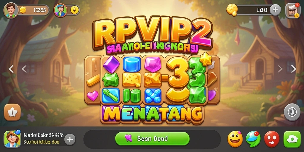 Screenshot gameplay RPVIP2 yang menunjukkan tantangan Match-3.
